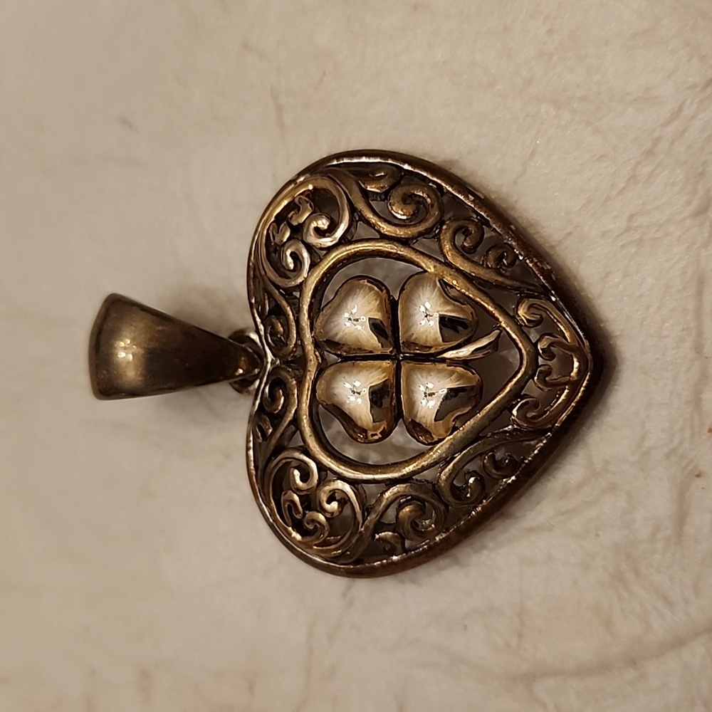 MJ marked four leaf clover pendant